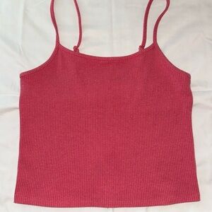 Red ribbed tank top